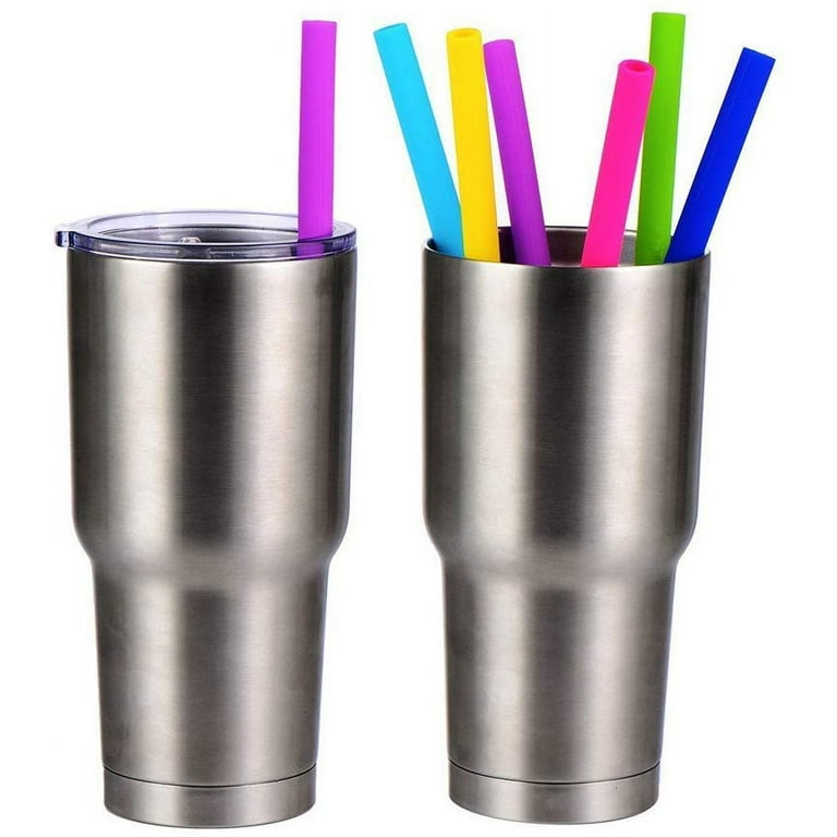 White Flexible Reusable Long Straws pkg of 10 : bendable long drinking  straws, washable