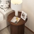 thumbnail image 6 of Round Fluted End Table, Small Accent Pedestal Side Table, Wood Fluted Nightstand Bedside Table for Living Room, Bedroom, Handcrafted Finish, Brown, 6 of 6