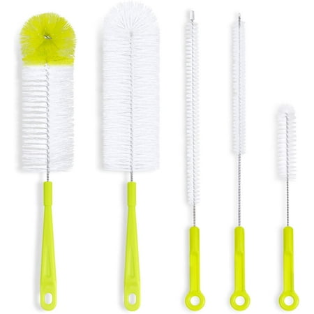Bottle Cleaning Brush Set - Long Handle Bottle Cleaner for Washing Narrow Neck Beer Bottles, Thermos S’Well Hydro Flask Contigo Sports Water Bottles with Straw Brush, Kettle Spout/Lid Cleaner