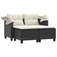 thumbnail image 2 of vidaXL Garden Sofa 2-Seater with Canopy and Stools Black Poly Rattan, 2 of 5