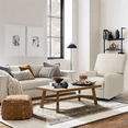 thumbnail image 2 of Harkawon Swivel Rocker Recliner Chair, Glider Rocker Recliner, Rocking Chair Nursery, Fabric Chair with High Back, Deep Seat, for Living Room, Bedroom, Beige, 2 of 5
