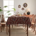 thumbnail image 1 of Cotton Linen Tablecloth Red Rectangle Jacquard Tablecloth Birds and Flowers Pattern Table Cloth Thick Tablecloths Vintage Table Cover Farmhouse Dining Table Top Tablecloth(140*180cm), 1 of 5