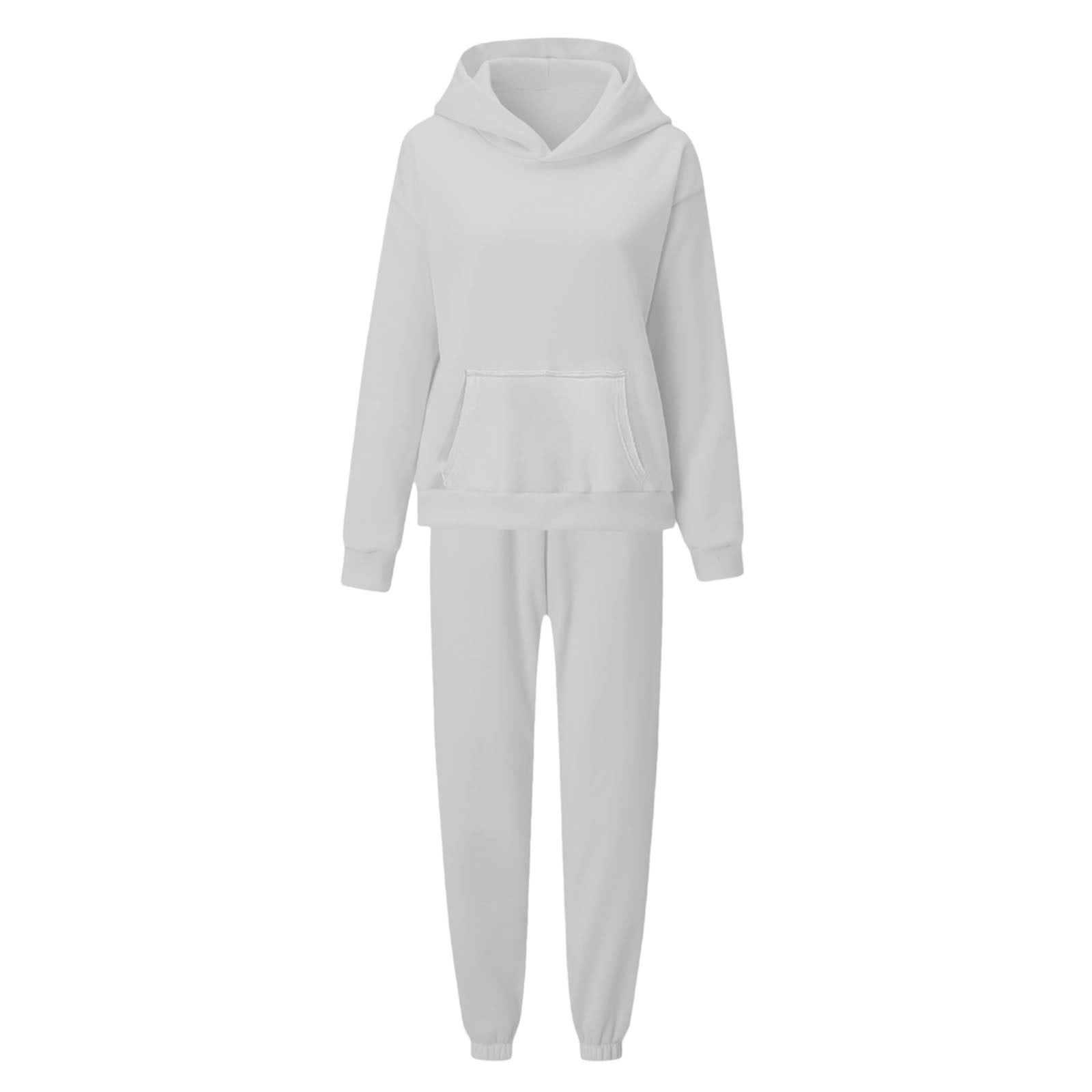 UPPADA 2 Piece Set for Women Casual Two Piece Outfits Lounge Set Trendy Hoodies Matching Comfy Set and Jogger Suits Long Sleeve Sweatshirts Sweatpants Set Gray,XL