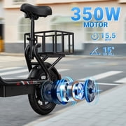 DYU Electric Scooter for Adults,14 Tires Escooter with Seat & Basket, 500W Peak Motor,36V 10AH Battery,20MPH 25Miles Long Range, City Commuter E Bike with Cargo Capability