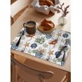 thumbnail image 6 of Summer Ocean Starfish Shell Conch Flower Leaves Placemats Set of 4,Wipeable Washable Table Mats for Dining Tables,Vintage Stamps Place Mats for Kitchen Event Party Tabletop Decor, 6 of 7
