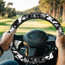 ZUXONGSY Camo Golf Cart Steering Wheel Cover Black White Car Interior Accessories Sweatproof Club Car Steering Wheel Cover Universal Car Wheel Cover Club Car Golf Cart Interior Decor