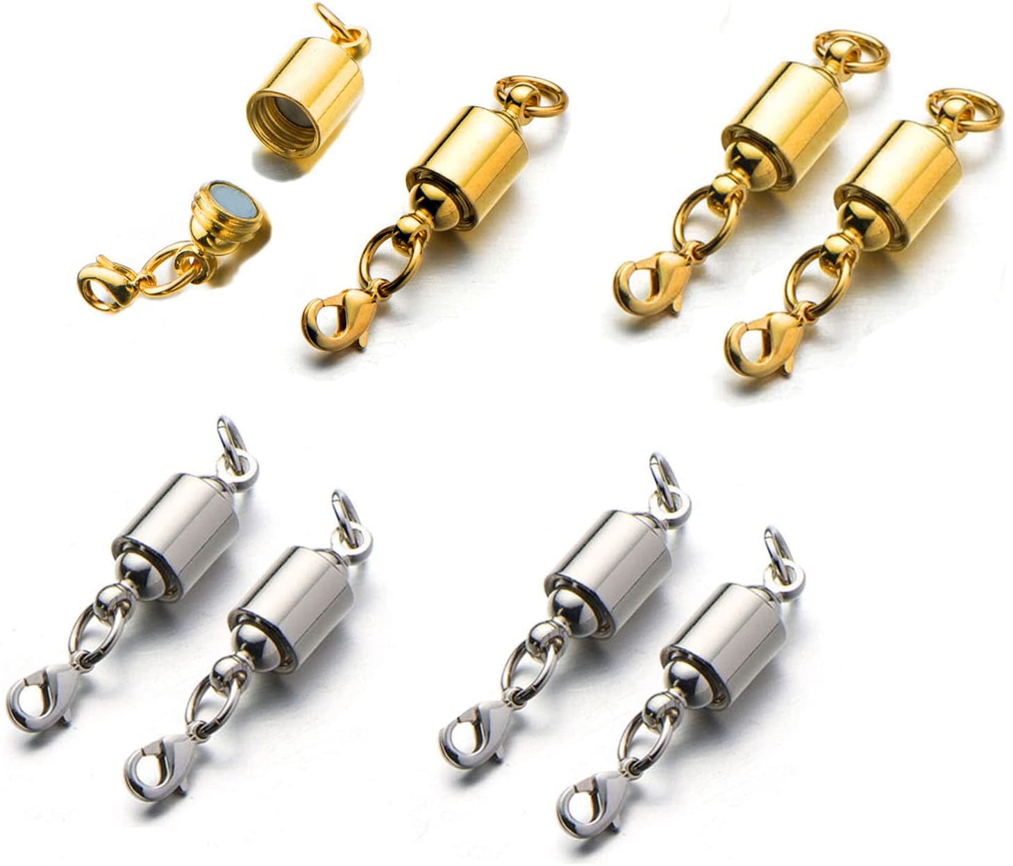 5 Sets Silver/Gold Plated Round Strong Magnetic Hook Clasps Jewelry Finding DIY 