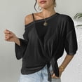 thumbnail image 6 of Abomasnow Women's Sheer Mesh See Through T Shirt 3/4 Length Sleeve Off Shoulder Tops Casual Beach Vocation Shirts, 6 of 6