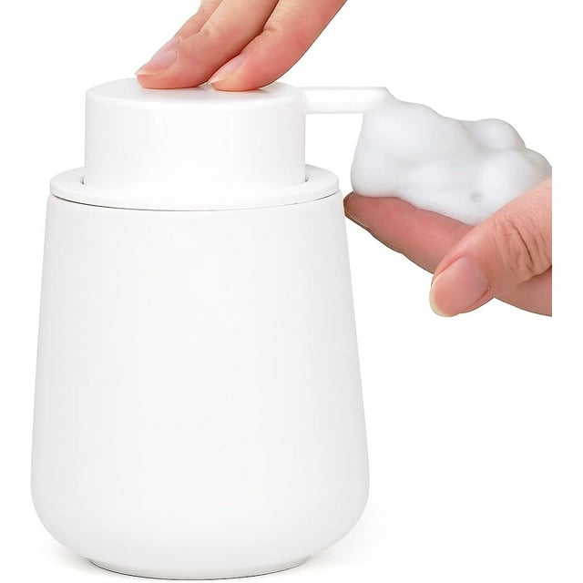 Dispensador de bomba de mano para loción de baño, dispensador de jabón espumoso blanco, plato de cerámica, dispensador de líquido para cocina, dispensador de lavado a mano, dispensador de ja