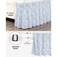 thumbnail image 3 of Blue Spring Floral Wrap Around Bed Skirts for California King Bed 16" Drop,Bed Skirt with Adjustable Elastic Belt Dust Ruffle Bed Valance for Bedroom Flowers Leaves Pastoral Botanical Bed Frame Cover, 3 of 7