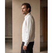 SHARO Men's White Leather Bomber Fashion Jacket