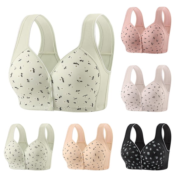 SROBPTY Plus Size Bras for Womens Print Wireless Push Up with Racerback Adjustable Underwears