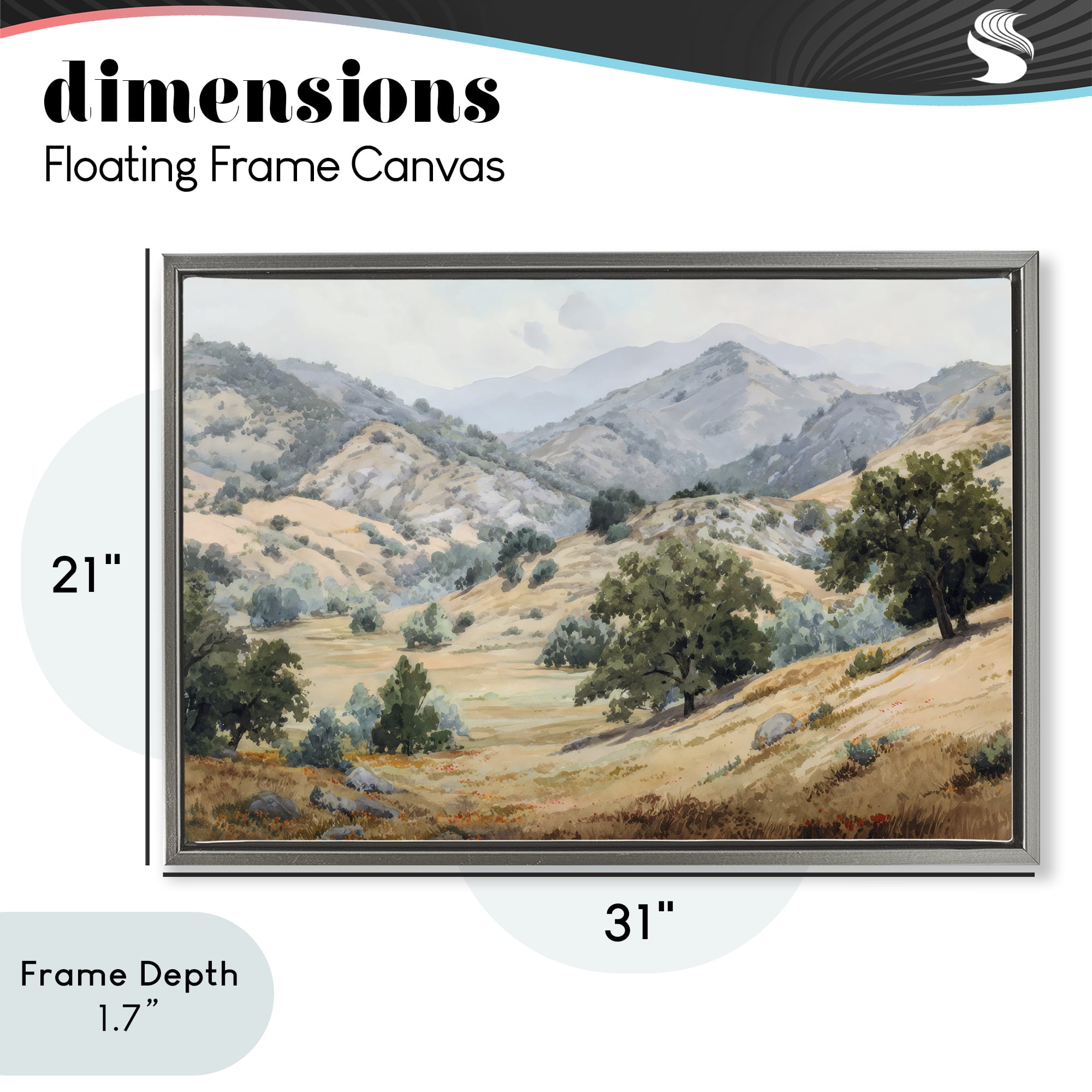 Stupell Industries Mountains and Trees Valley View Gray Framed Floater Canvas Wall Art, design by Petal Prints Design
