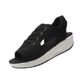 thumbnail image 2 of Open Toe Tennis Shoes, Contrast Paneled Cutout Lace-Up Muffin Sandals, Women Causal Summer Toe Platform Sneaker Sandals, 38, 2 of 6