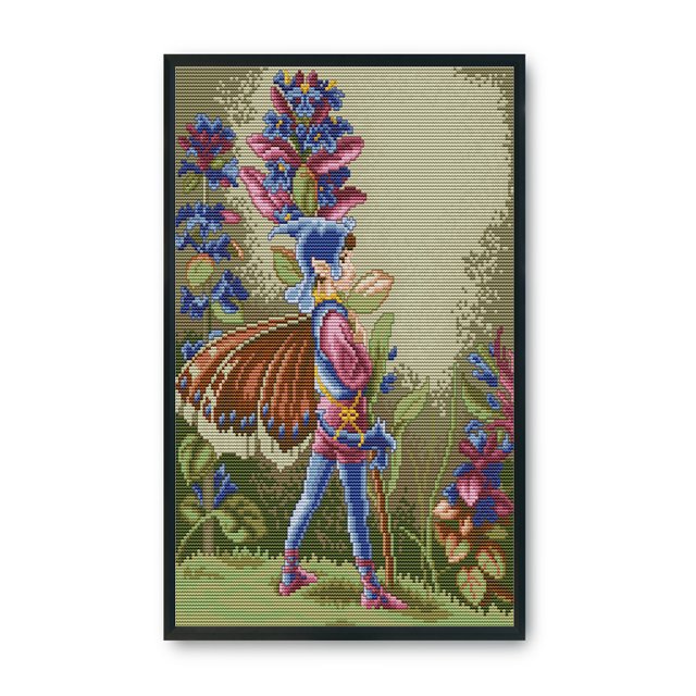 Cuadros Decorativos Kit de lienzo Costura DIY Punto de cruz 14CT Estampado (Hada de la mariposa) Likrtyny embutido en tela