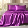 thumbnail image 5 of Lipa Satin Sheets Queen Sheet Set, Silky Luxury Bed Sheets With Deep Pocket,4 Pieces,Purple, 5 of 8