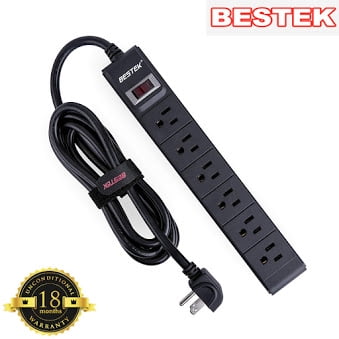 power strip plug protector surge outlet commercial foot angled right bestek cord cords joules etl fcc listed joule 15a 125v