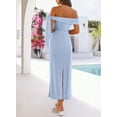 thumbnail image 3 of MEROKEETY Women's 2026 Summer Off The Shoulder Bodycon Maxi Dress, Blue, M, 3 of 4