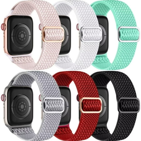 Ouwegaga 6 Pack Stretchy Nylon Bands for Apple Watch 44mm 45mm 42mm 49mm Women Men, Adjustable Braided Sport Elastics Wristband for iWatch SE/SE2 Ultra/Ultra2 Series 9 8 7 6 5 4 3 2 1
