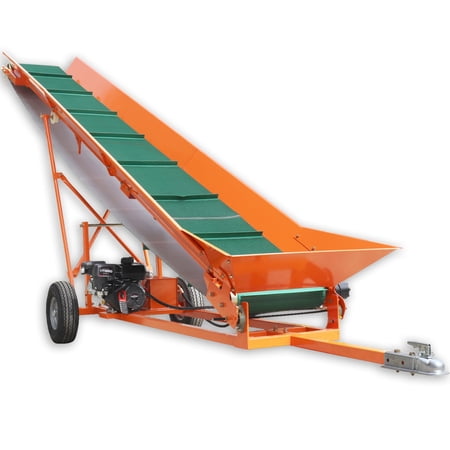 QEEKA Firewood Conveyor, 6.5HP 208cc Gasoline Powered 19.7" Width PVC Belt Wood Conveyor Lifter Elevator with B&S Engine,Orange