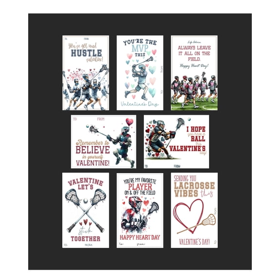 Lacrosse Vibes Sports Themed Valentines Day Card for Kids School Classroom Exchange (24 included) You've Got Mad Hussle Valentine