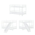 thumbnail image 3 of Bellemave Twin Over Twin Bunk Bed with Slide, Metal Low Bunk Beds Frmae with Safety Guardrail, Floor Bunk Bed with Small Door and Fence, No Box Spring Required (White), 3 of 7