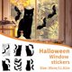 thumbnail image 2 of Pegatinas para ventanas de Halloween: 4 siluetas grandes de gatos negros, telarañas y murciélagos. 6 hojas para decoración de interiores. Fáciles de despegar y pegar. Retirada sin dejar residuos. Idea, 2 of 5