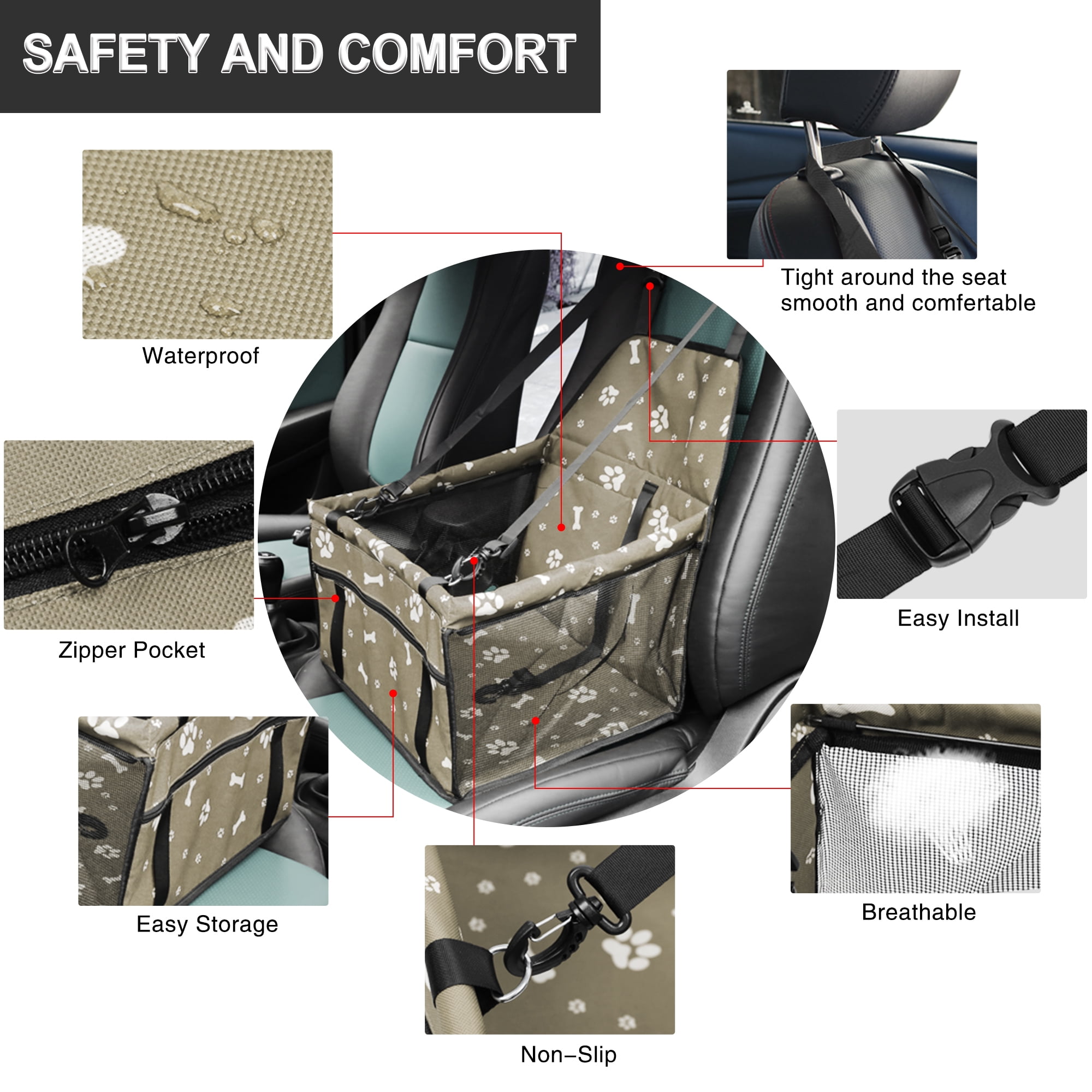 Unique Bargains Automotive Car Front Bucket Seat Cover Pet Booster Seats Protector Gray