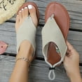 thumbnail image 3 of THDHVS Beach Sandals for Woman,Womens Sandals,Summer Women’s Flat Sandals Comfortable Elastic Strap Open Toe Slip-On Casual Walking Sandals White 9.5, 3 of 5
