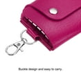 thumbnail image 4 of Key Case Cover, 1 Pack PU Leather Keychain Holder Key Sleeve with 6 Keychains for Key Hanging, Rose Red, 4 of 5