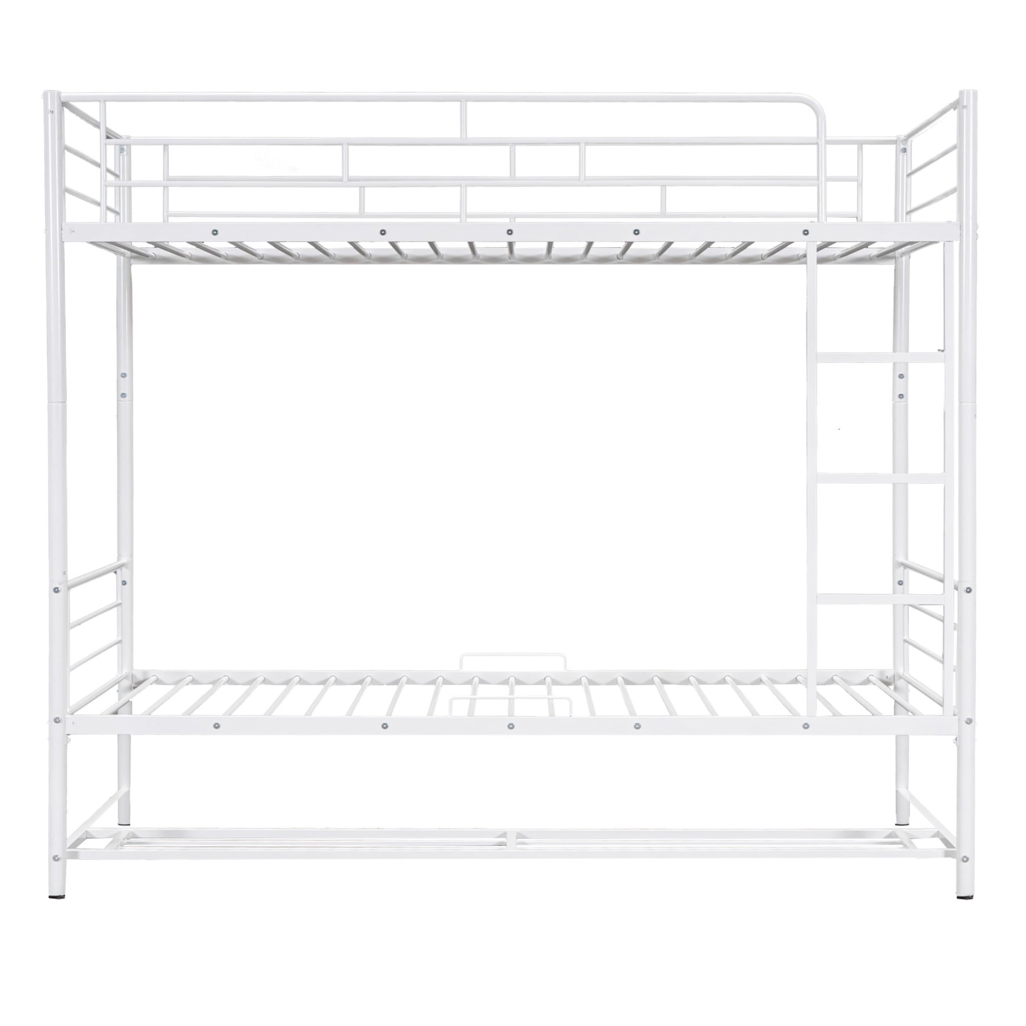 Aukfa Twin-Over-Twin Bunk Bed, Heavy Duty Metal Convertible into Two Platform Beds for Kids Teens Dorm - White