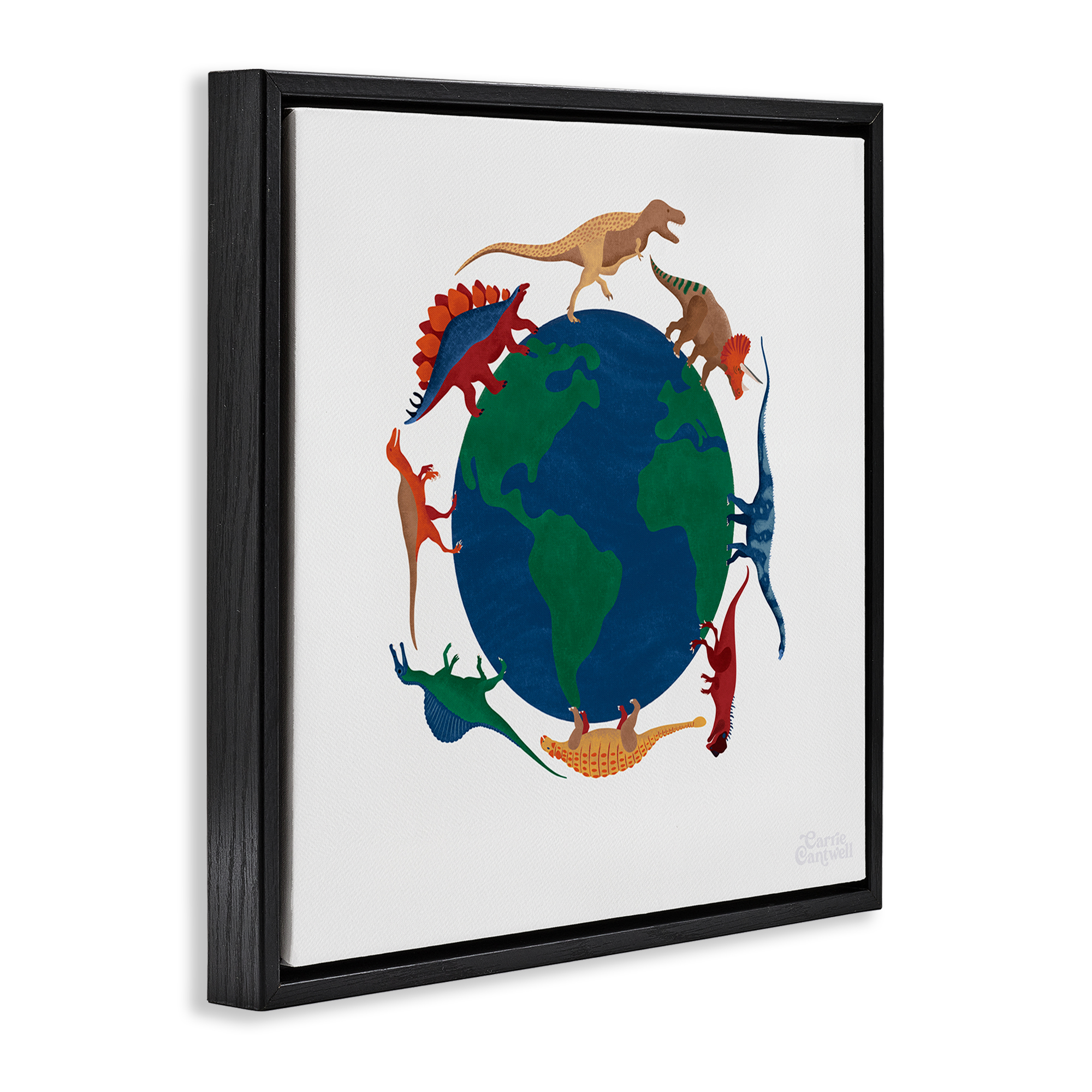 Stupell Industries When Dinos Roamed Education Painting Black Floater Framed Canvas Art Print Wall Art, 25 x 25