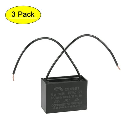 

Uxcell 6uF 350V AC 2 Wires CBB61 Ceiling Fan Capacitors 3 Pack