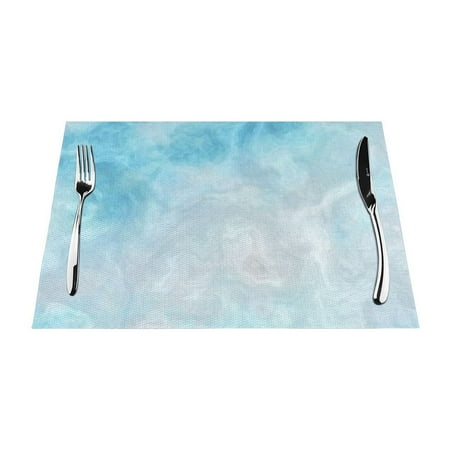 

YFYANG Washable Heat-Resistant Placemats 70% PVC/30% Polyester Blue Dream Texture Kitchen Table Mat 12 x 18 1 Piece
