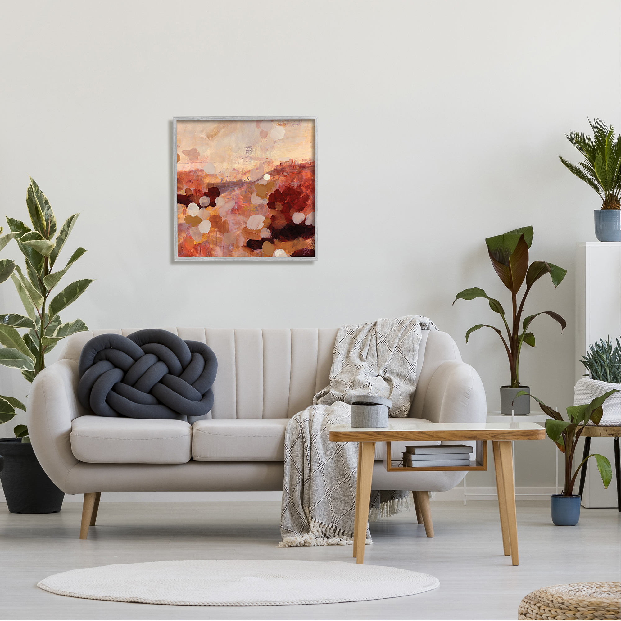 Stupell Industries Abstract Desert Landscape Abstract Painting Gray Framed Art Print Wall Art, 24 x 24