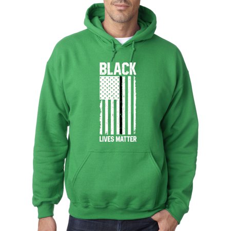 Trendy USA 1088 - Adult Hoodie USA Flag Black Lives Matter Human Rights Sweatshirt Large Kelly Green