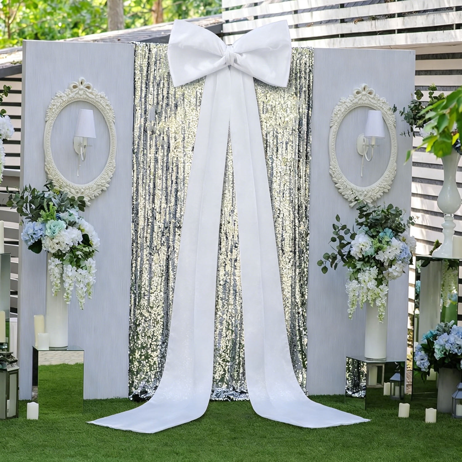 Meikd Extra-Large Decorative Bow: Giant Bow with Long Tassels—Perfect for Gift Decorations, Wedding Arches, Holiday Parties, and Christmas Trees (White)