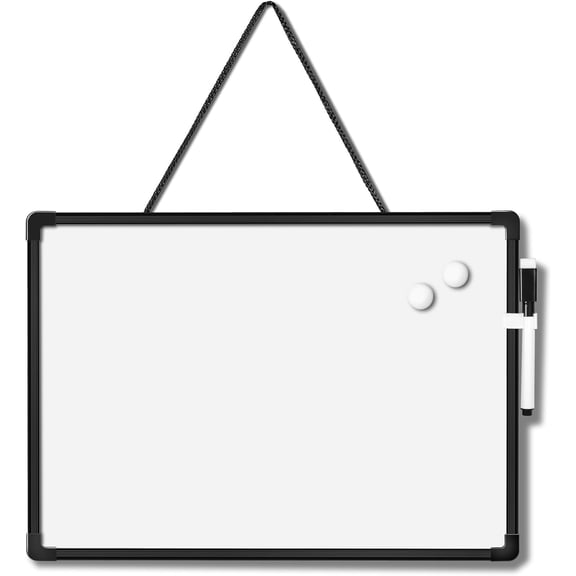 Double-Sided Small White Board 14" x 11", Dry Erase Board for Wall, Black Frame Mini Hanging Whiteboard for Home School Office - 11"W x 14"H