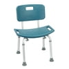 Drive Medical Bathroom Safety Shower Tub Bench Chair with Back, Teal