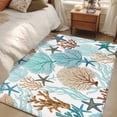 thumbnail image 5 of Coral Stars Washable Area Rugs 4'x6', Summer Sea Teal Green Brown Corals Star Low Pile Throw Living Room Rug Non-Slip Sturdy Edge Binding Carpet for Indoor Entryway Bedside Kitchen, 5 of 9