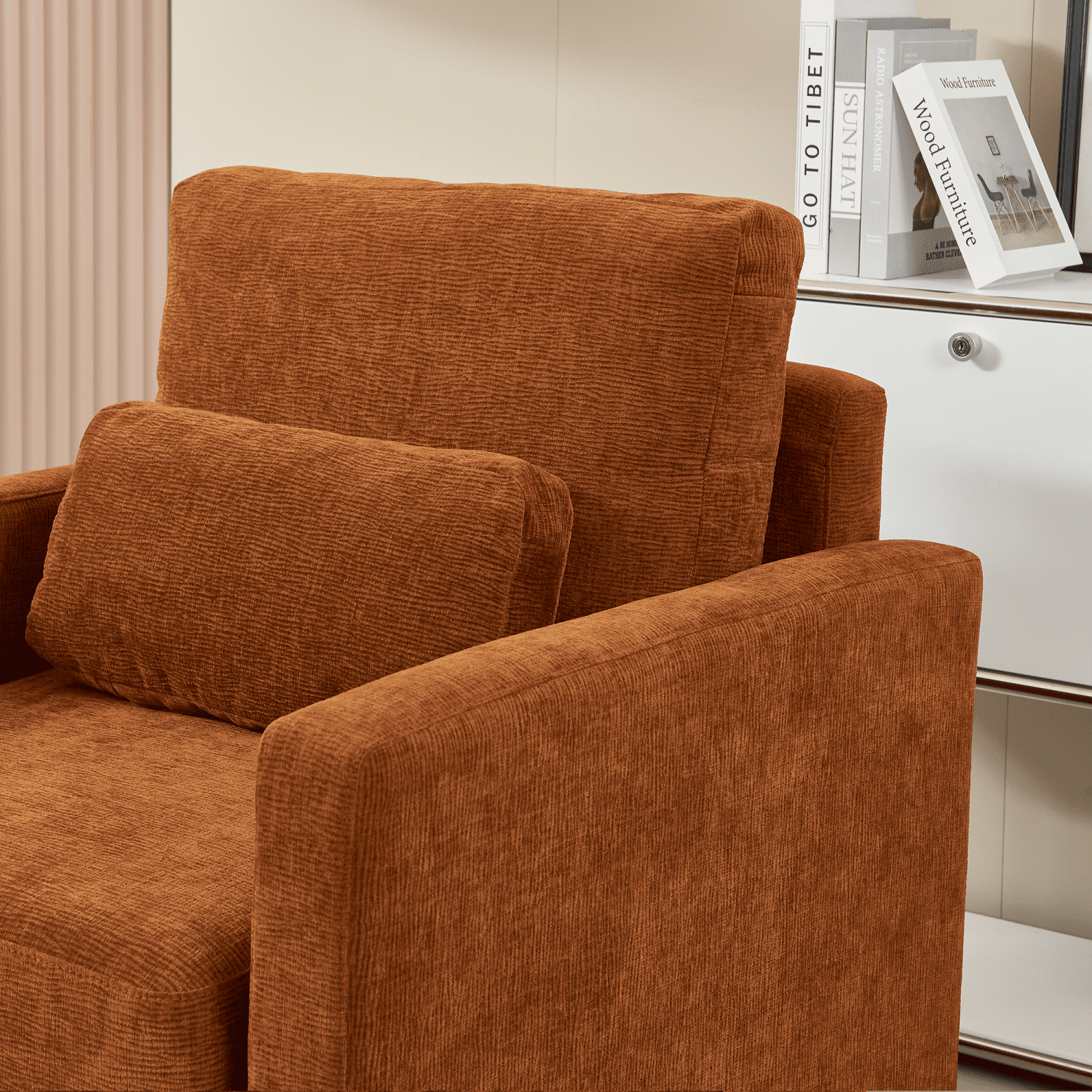 Gewnee Modern Chenille Accent Armchair - Upholstered with Solid Wood Frame, Ideal for Living Room, Bedroom, Office
