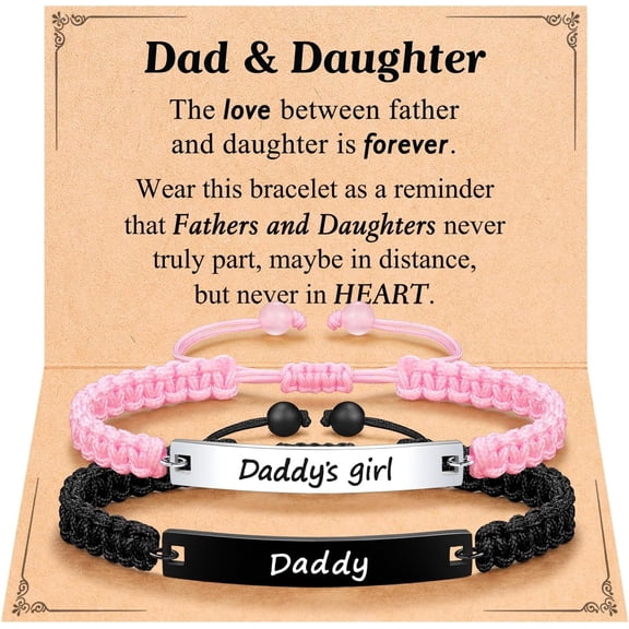 Matching Father Daughter Bracelet Fathers' Day Christmas Birthday Gifts for Dad Daddy from Daughter Gift Ideas
