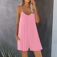 thumbnail image 2 of Wycnly Womens Jumpsuits Beach Spaghetti Strap Plus Size Pleated Wide Leg Mini Jumpsuits Trendy Solid V-Neck Sleeveless Short Summer Rompers Pink xxxxxl, 2 of 5