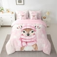 thumbnail image 2 of jejeloiu Wild Christmas Reindeer Bedding Comforter Set 7pcs,Merry Xmas Queen Bedding Sets,Pink Brown White Queen Sheet Sets For Children,Super Cozy Room Decor Reversible, 2 of 8