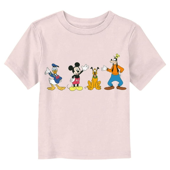 Toddler's Mickey & Friends Four Waving Friends  Graphic Tee Light Pink 3T