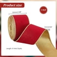 thumbnail image 2 of 10 Yards Velvet Wired Ribbon 2.5 Inch Dark Red and Gold Velvet Ribbon for Gift Wrapping Vintage Wide Wired Edge Ribbon, 2 of 9