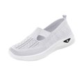 thumbnail image 2 of Aobny Flatform Women's Shoes Walking Shoes Slip On Shoes Casual Shoes Breathable Soft Shoes Shoe Round Toe White Flat Heel Stability Summer Shoes,Size 41, 2 of 5