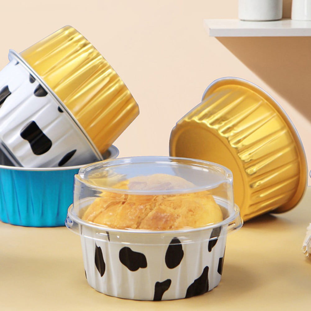 10pcs Foil Baking Cups Containers Pan Tiramisu Cake Pudding Tart