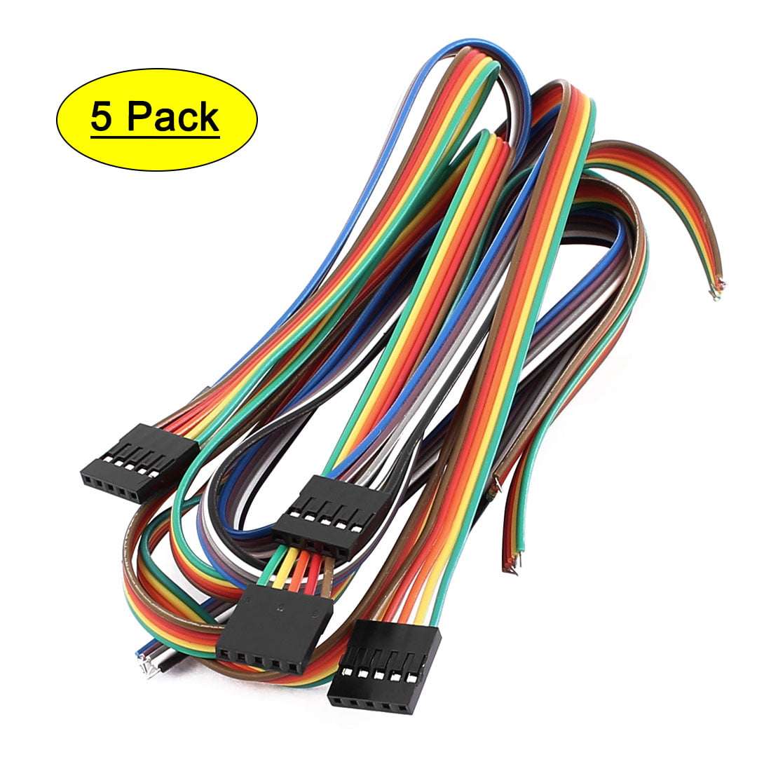 uxcell 5Pcs 8P Jumper Wires Single Female Head Ribbon Cables Pi Pic Breadboard 30cm Long 