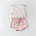 thumbnail image 6 of SPRING PARK Newborn Toddler Baby Girl Summer Clothes Outfit Knitted Romper Top Solid Clothing Set, 6 of 7